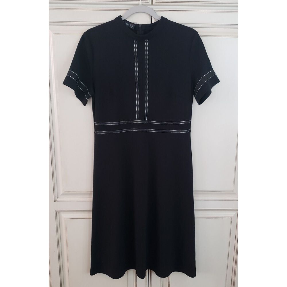 Homeyee Dress‎ Black With White Stitching Sz 8 Nwt